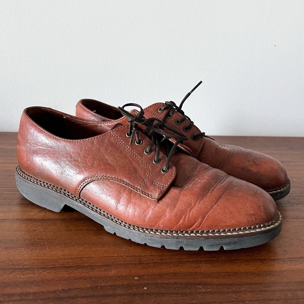 H.S. Trask Leather Derby Shoes Brown USA Made Lace Up Dress Men's Size 9.5